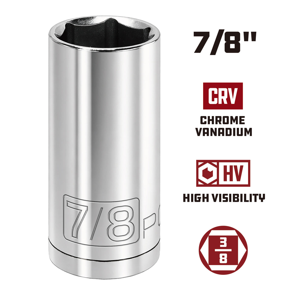 3/8 Inch Drive x 7/8 Inch 6 Point Deep Socket