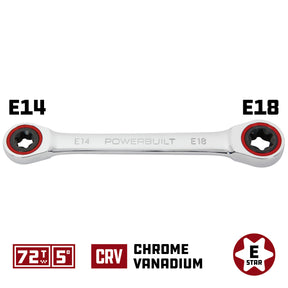Ratcheting Double Box-End E-Star Wrench - E14/E18