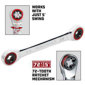 Ratcheting Double Box-End E-Star Wrench - E14/E18