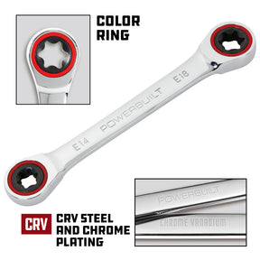 Ratcheting Double Box-End E-Star Wrench - E14/E18