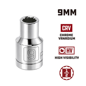 1/2 in. Dr. Sockets - Metric Shallow -  12 Pt.