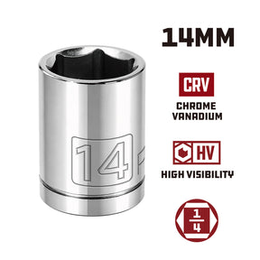 1/4 Inch Drive x 14 MM 6 Point Shallow Socket