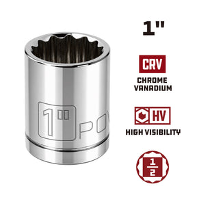 1/2 Inch Drive x 1 Inch 12 Point Shallow Socket
