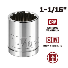1/2 Inch Drive x 1-1/16 Inch 12 Point Shallow Socket