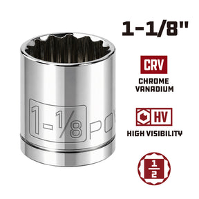 1/2 Inch Drive x 1-1/8 Inch 12 Point Shallow Socket
