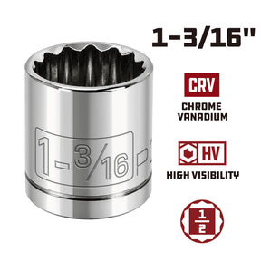1/2 Inch Drive x 1-3/16 Inch 12 Point Shallow Socket