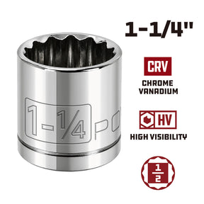 1/2 Inch Drive x 1-1/4 Inch 12 Point Shallow Socket