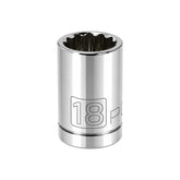 1/2 Inch Drive x 18 MM 12 Point Shallow Socket