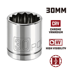 1/2 Inch Drive x 30 MM 12 Point Shallow Socket