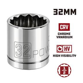 1/2 Inch Drive x 32 MM 12 Point Shallow Socket