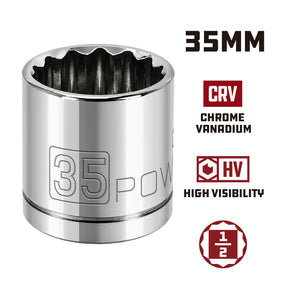 1/2 Inch Drive x 35 MM 12 Point Shallow Socket