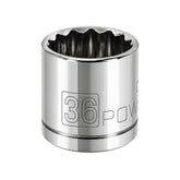 1/2 Inch Drive x 36 MM 12 Point Shallow Socket