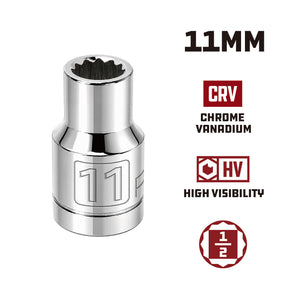 1/2 Inch Drive x 11 MM 12 Point Shallow Socket