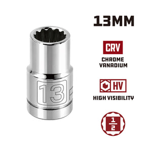 1/2 Inch Drive x 13 MM 12 Point Shallow Socket