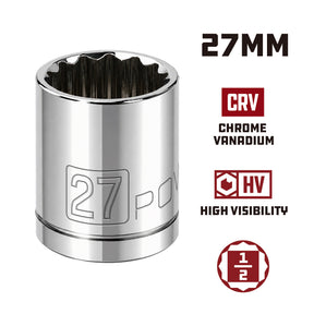 1/2 Inch Drive x 27 MM 12 Point Shallow Socket