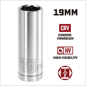 1/2 Inch Drive x 19 MM 6 Point Deep Socket