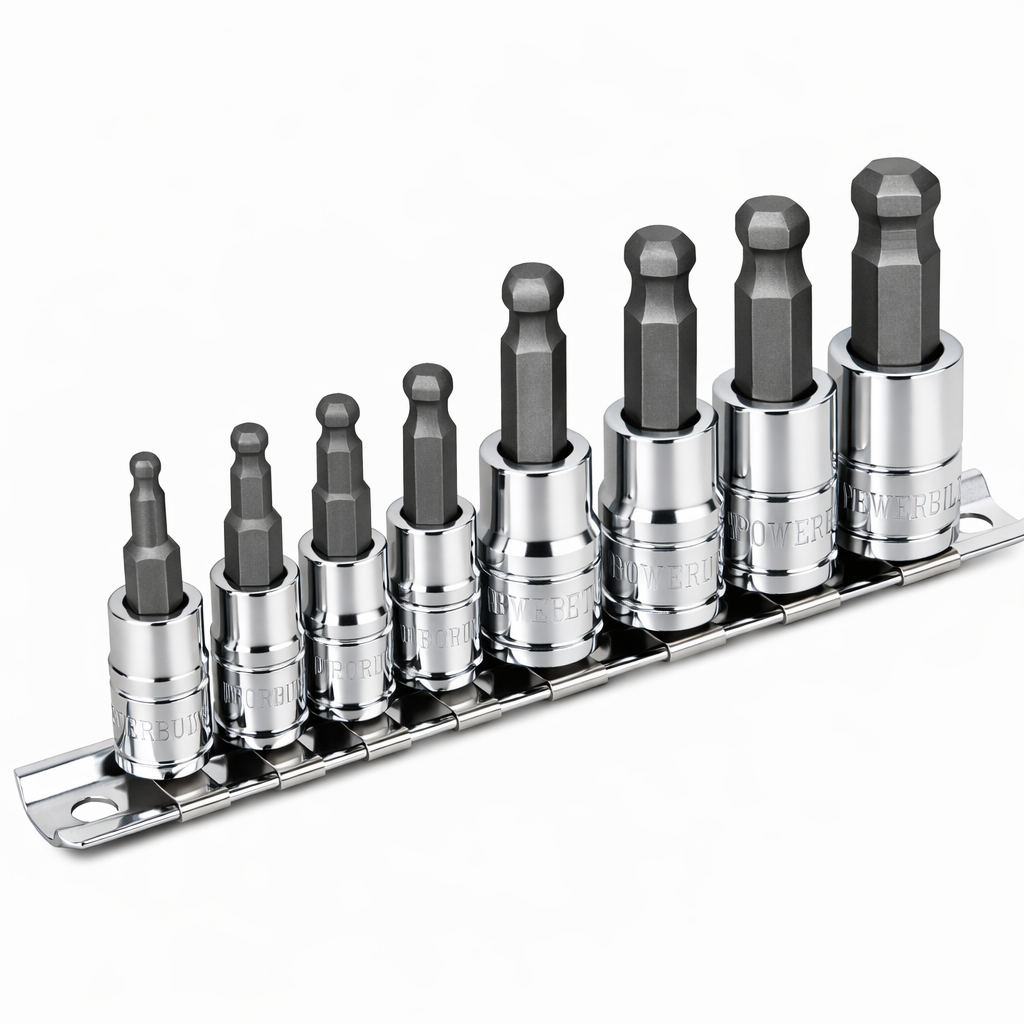 8 Piece Metric Wobble Ball Hex Bit Set