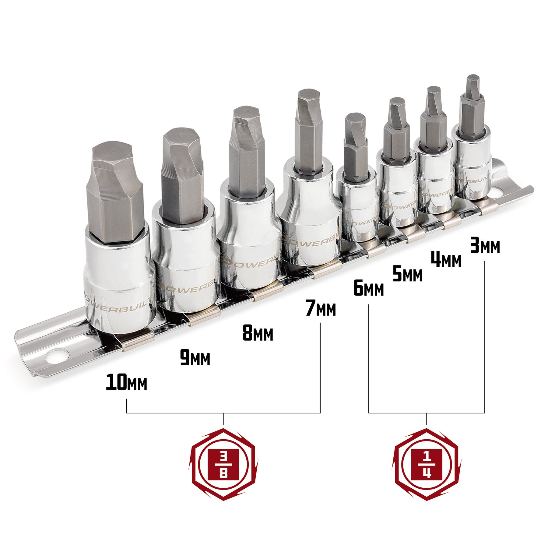 8 Piece Zeon Metric Hex Bit Socket Set for Damaged Bolts