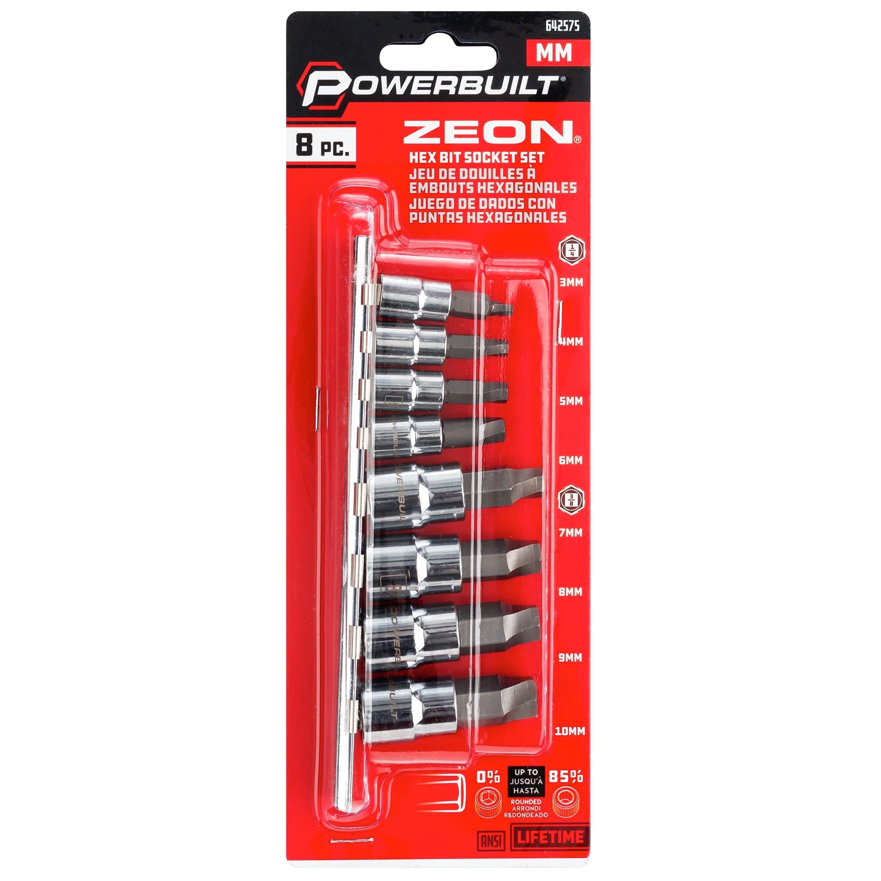 8 Piece Zeon Metric Hex Bit Socket Set for Damaged Bolts