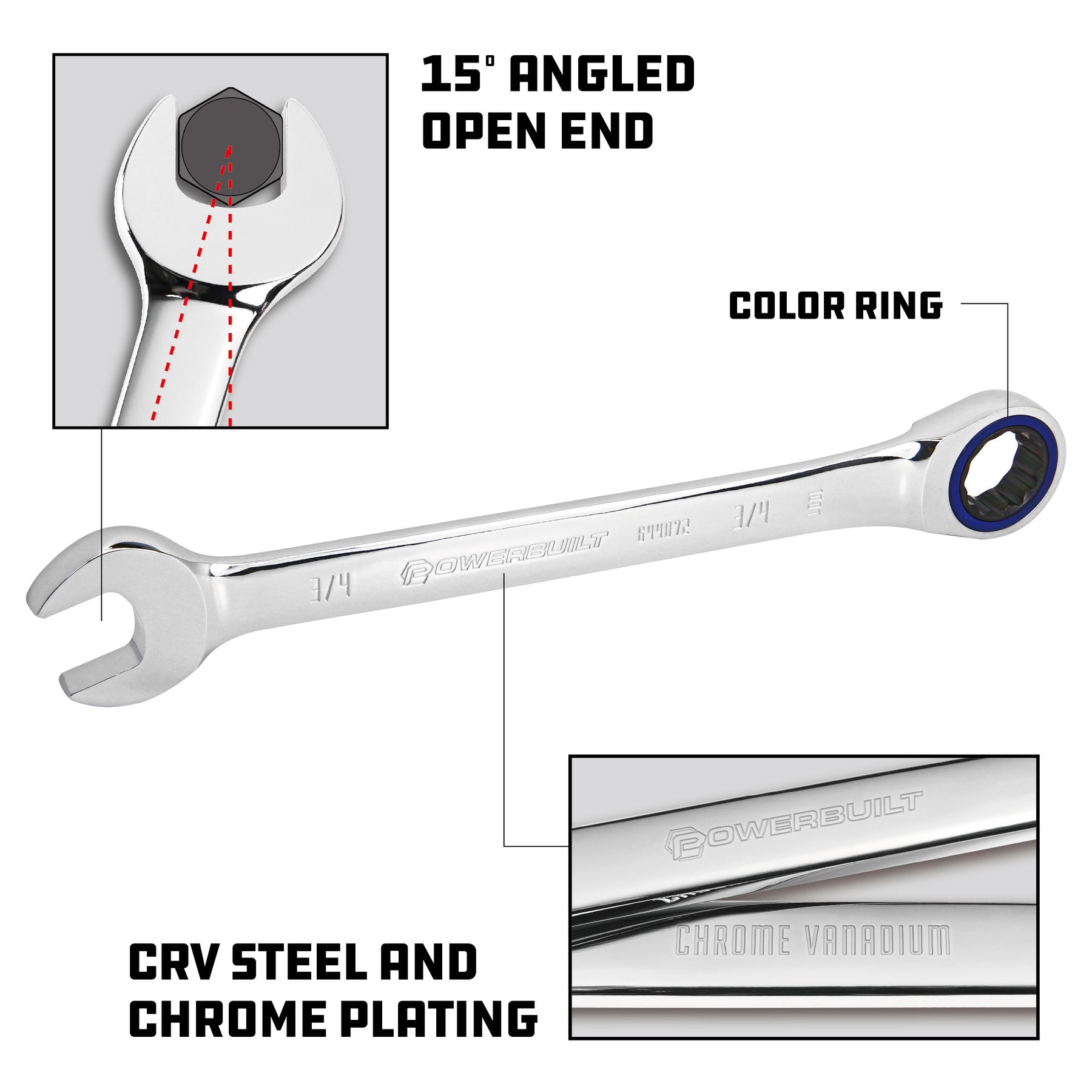 7 Piece SAE 100 Tooth Ratcheting Wrench Set