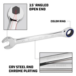 7 Piece SAE 100 Tooth Ratcheting Wrench Set