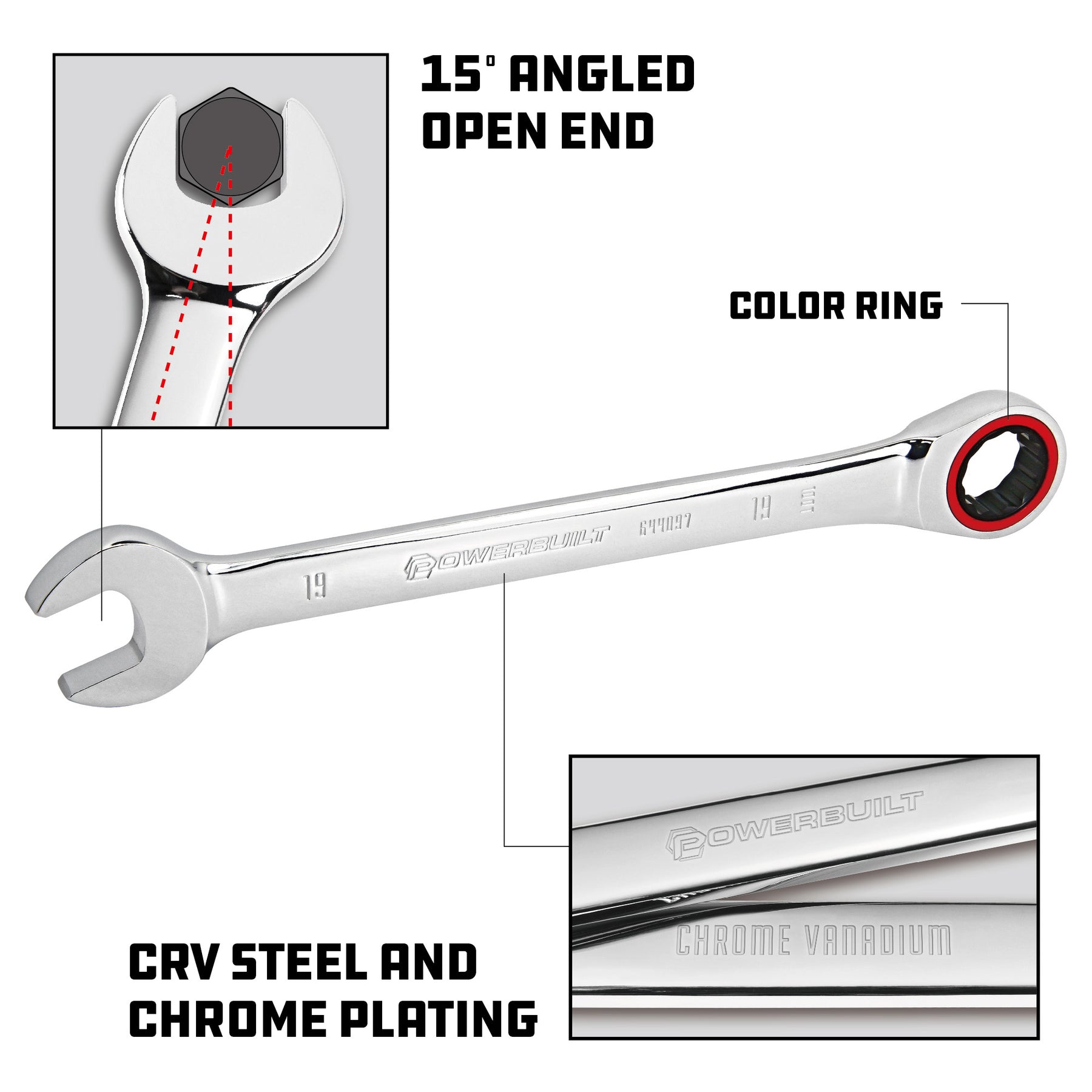 gear wrench set Powerbuilt 7 Piece Metric 100 Tooth Ratcheting Wrench Set