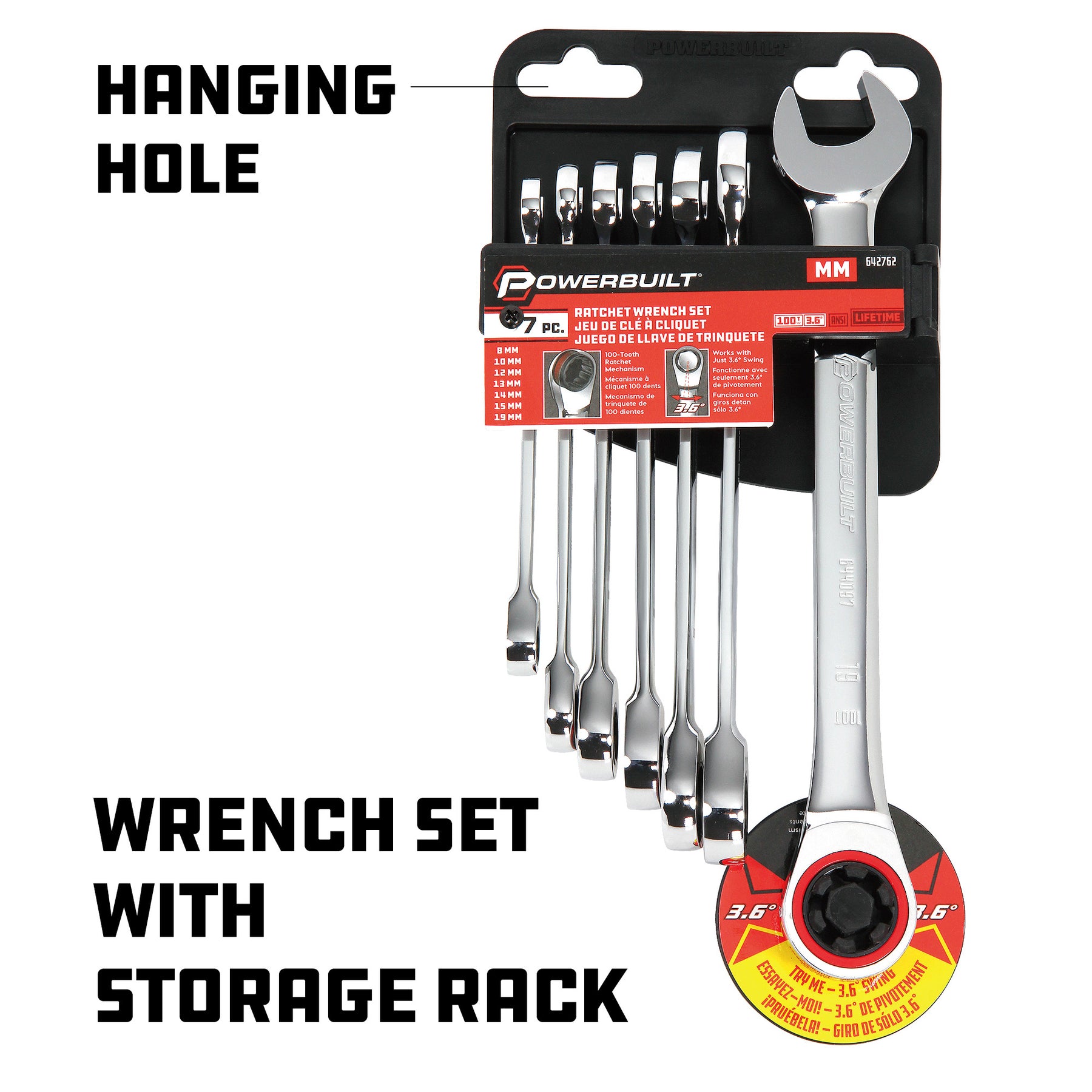 thumbnail image 2 of 7mm Chrome Vanadium Steel Ratcheting Box End Wrench – Toolguards Silver 2 of 3
