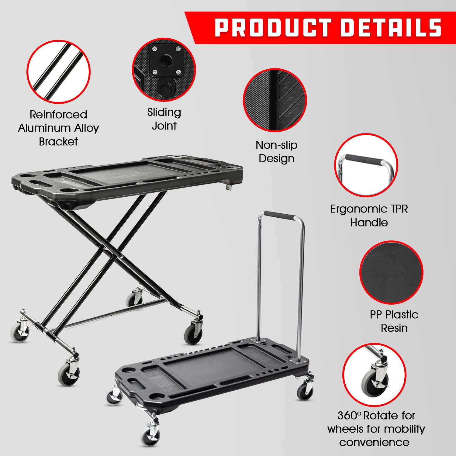 3-in-1 Heavy-Duty Work Table Dolly Cart