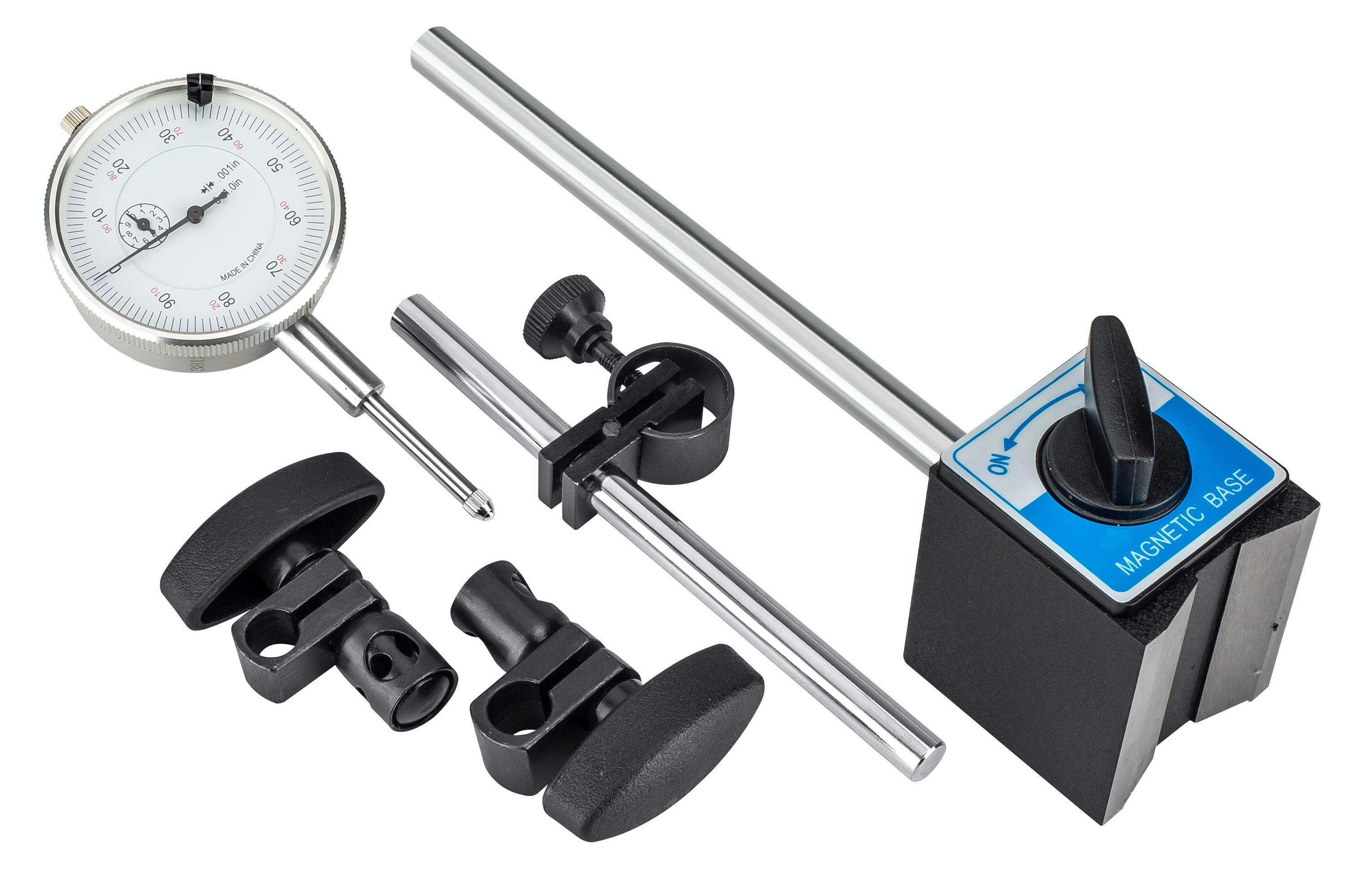 22-Piece Magnetic Base & Dial Indicator Kit – 0-1" & 0-2" Gauges For Precision Measurement
