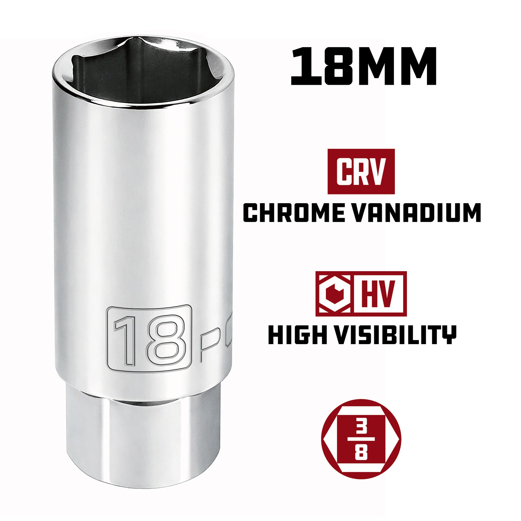 3/8 Inch Drive 18 MM Spark Plug Socket