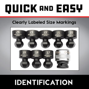 9 Piece 1/2" Dr. Metric Quick-Change Swivel Socket Set With Adapter