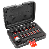 15 Piece 1/2" Dr. Metric Quick-Change Swivel Socket Set With Adapter