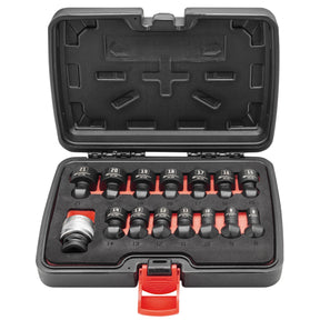 15 Piece 1/2" Dr. Metric Quick-Change Swivel Socket Set With Adapter