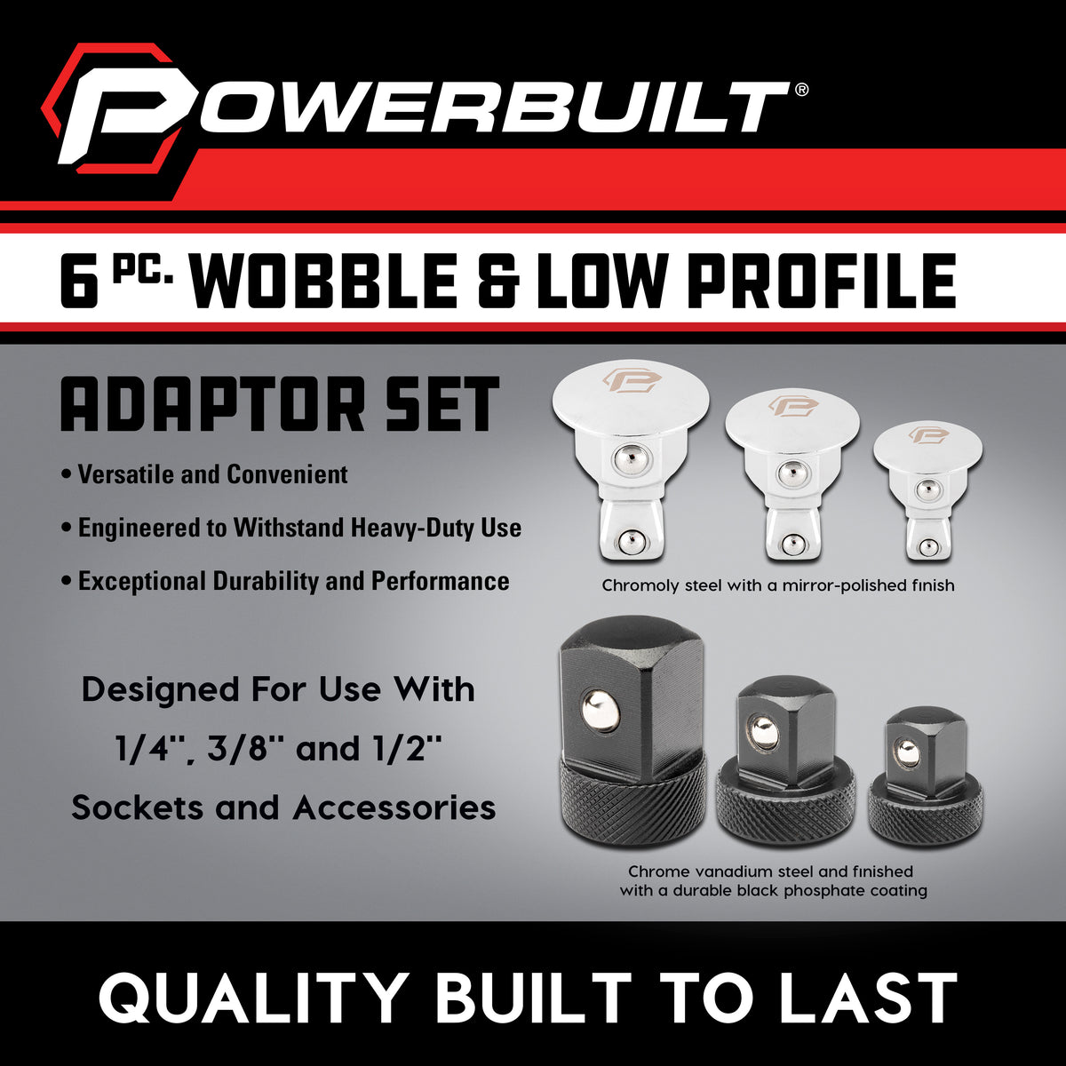 6 Piece Wobble Adaptor and Low Profile Adaptor Set