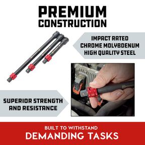 3 Piece Quick Release 1/2-Inch Drive Extension Bar Set