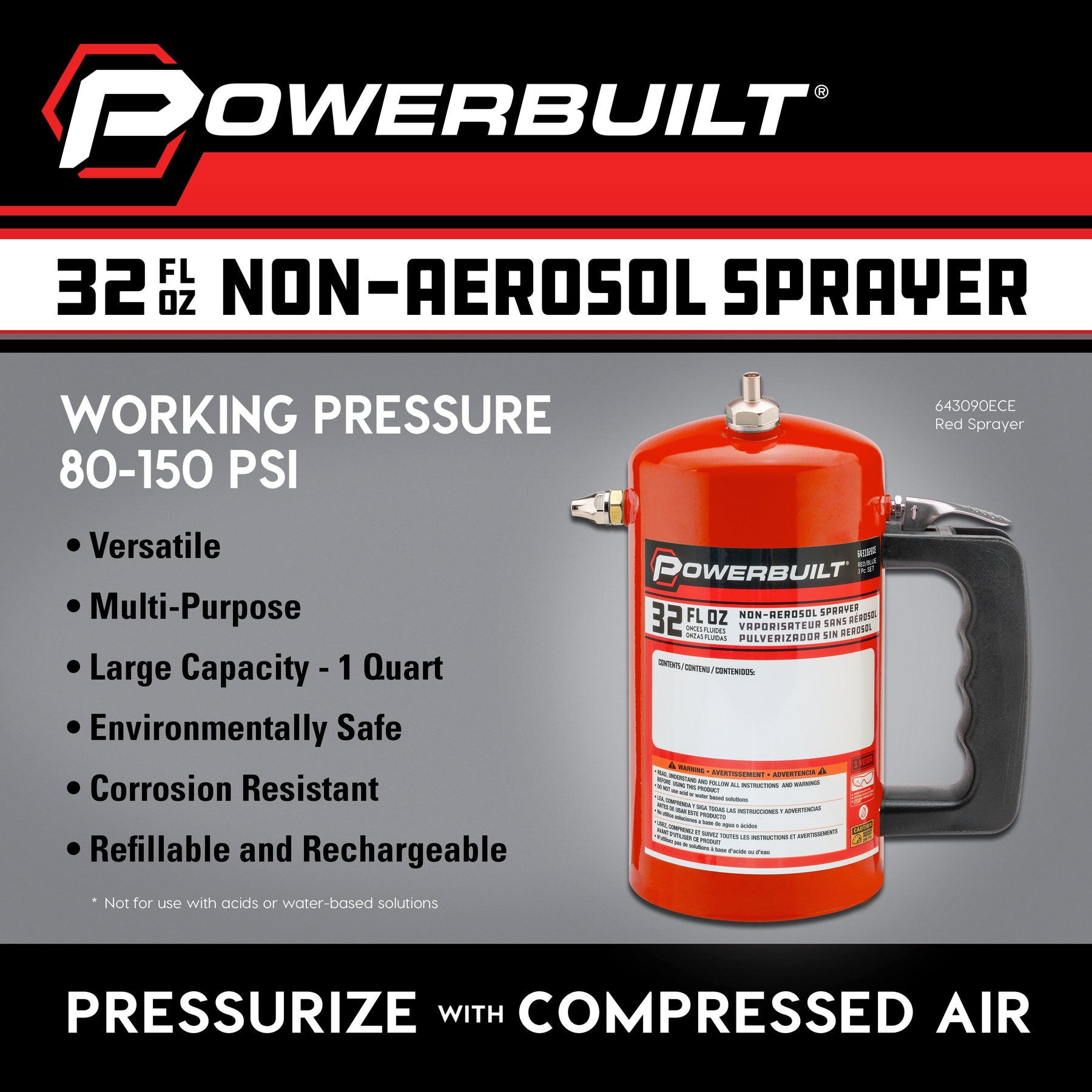 Non-Aerosol Pressurized Sprayer ( Red )