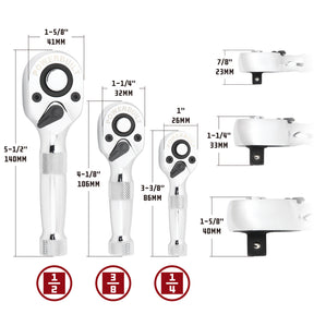 3 PC. STUBBY RATCHET SET