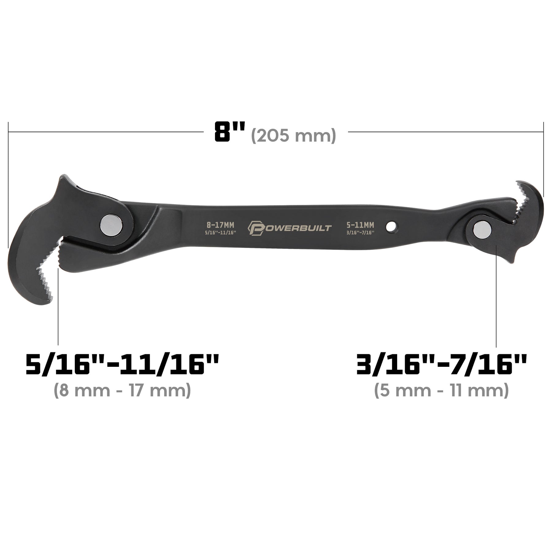 8" DUAL HEADED SELF-ADJUSTING WRENCH