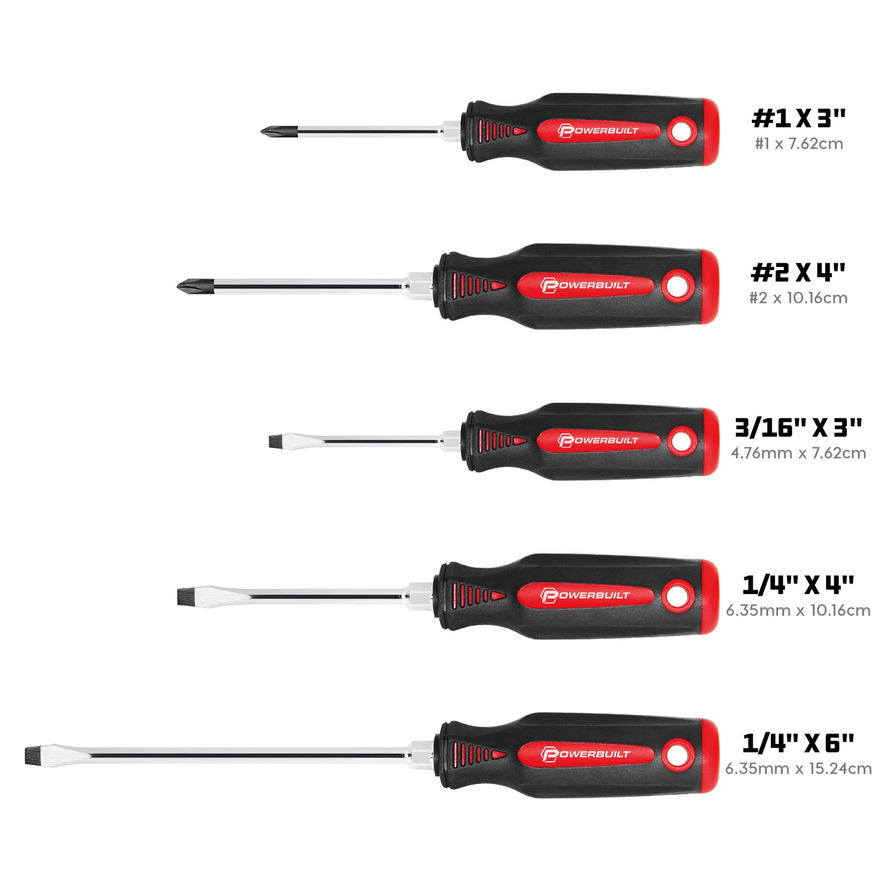 5 Piece Cushion Grip Screwdriver Set