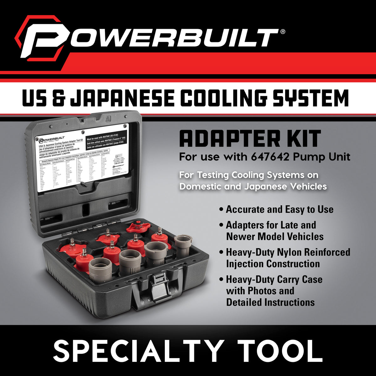 Cooling System Pressure Tester Adapter Kit Asia and US Vehicles