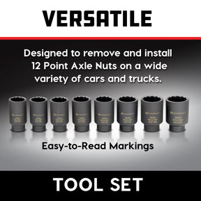 8 Piece 1/2 in. Drive 12 Point Metric Axle Nut Socket Set