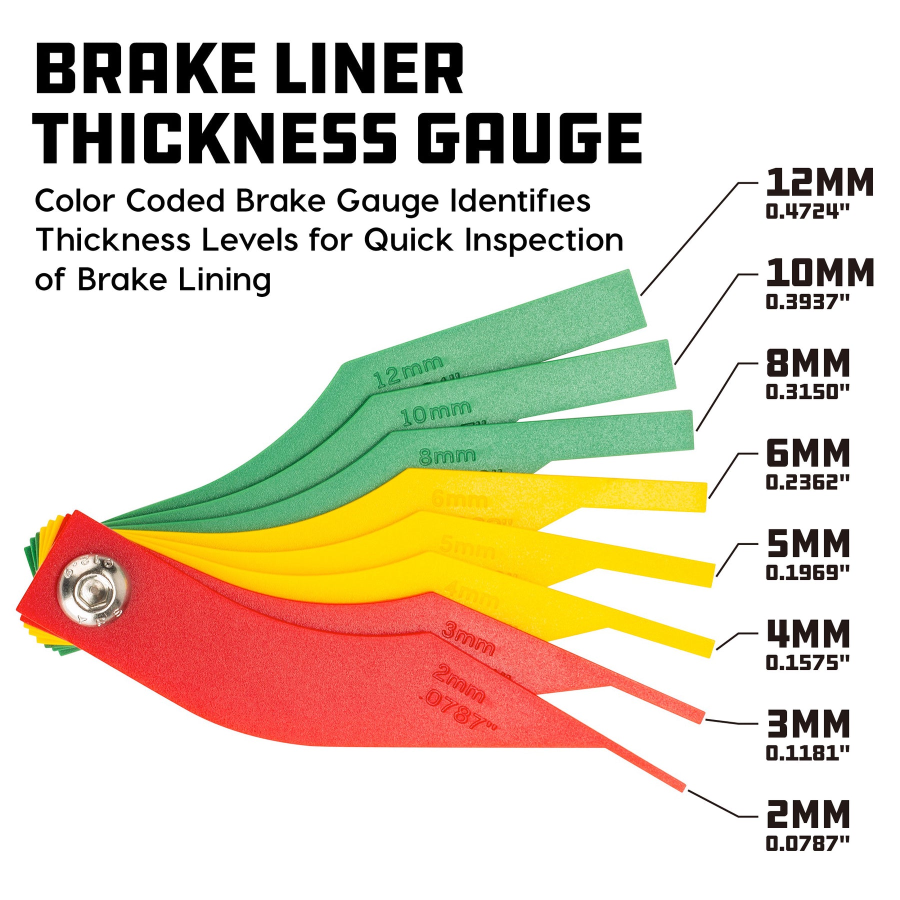 thumbnail image 2 of Blue Spot Brake Pad Thickness Gauge – 2-12mm Measuring Tool – 8 Piece Set For Automotive Brake Inspection 2 of 3