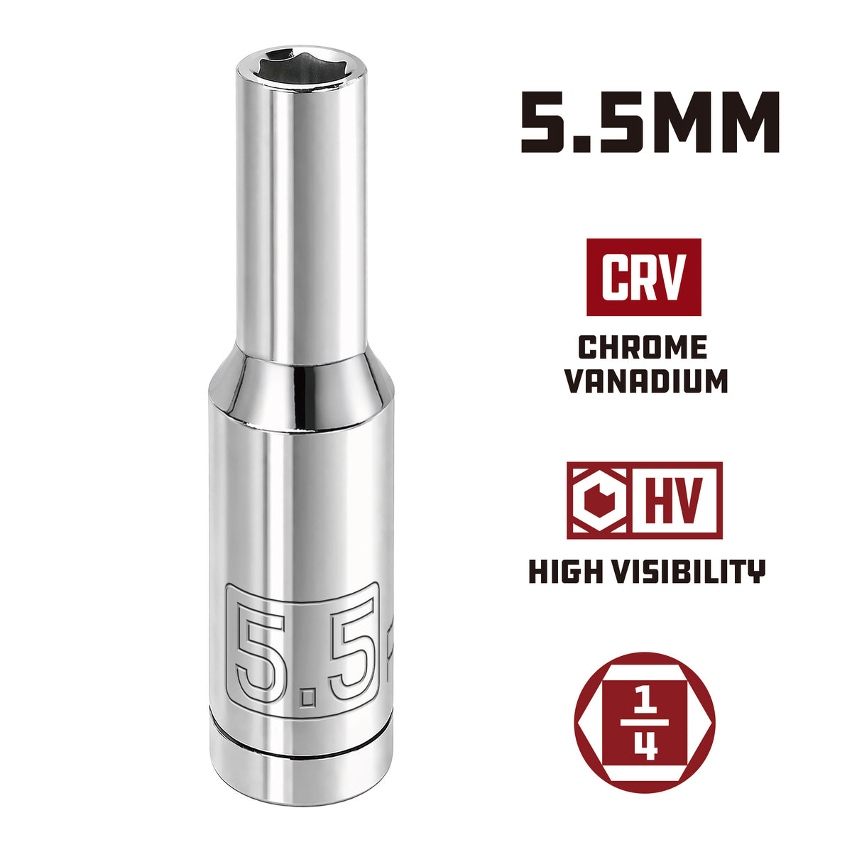 1/4 Inch Drive x 5.5 MM 6 Point Deep Socket