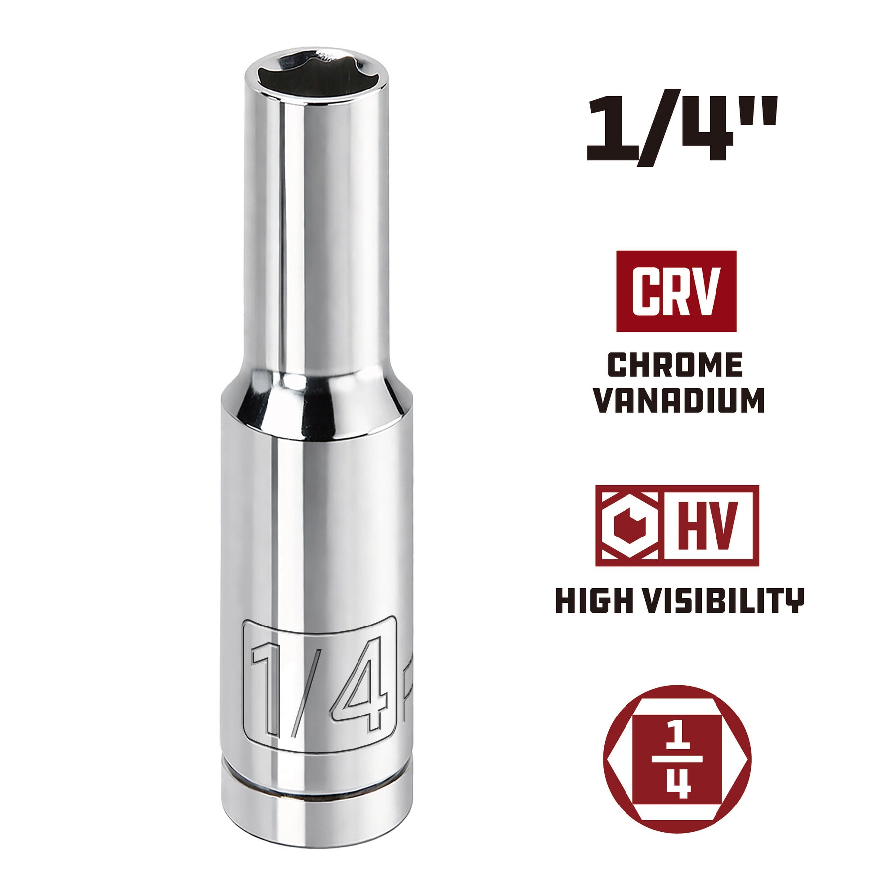 1/4 Inch Drive x 1/4 Inch 6 Point Deep Socket