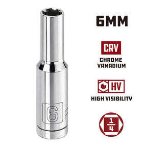 1/4 Inch Drive x 6 MM 6 Point Deep Socket