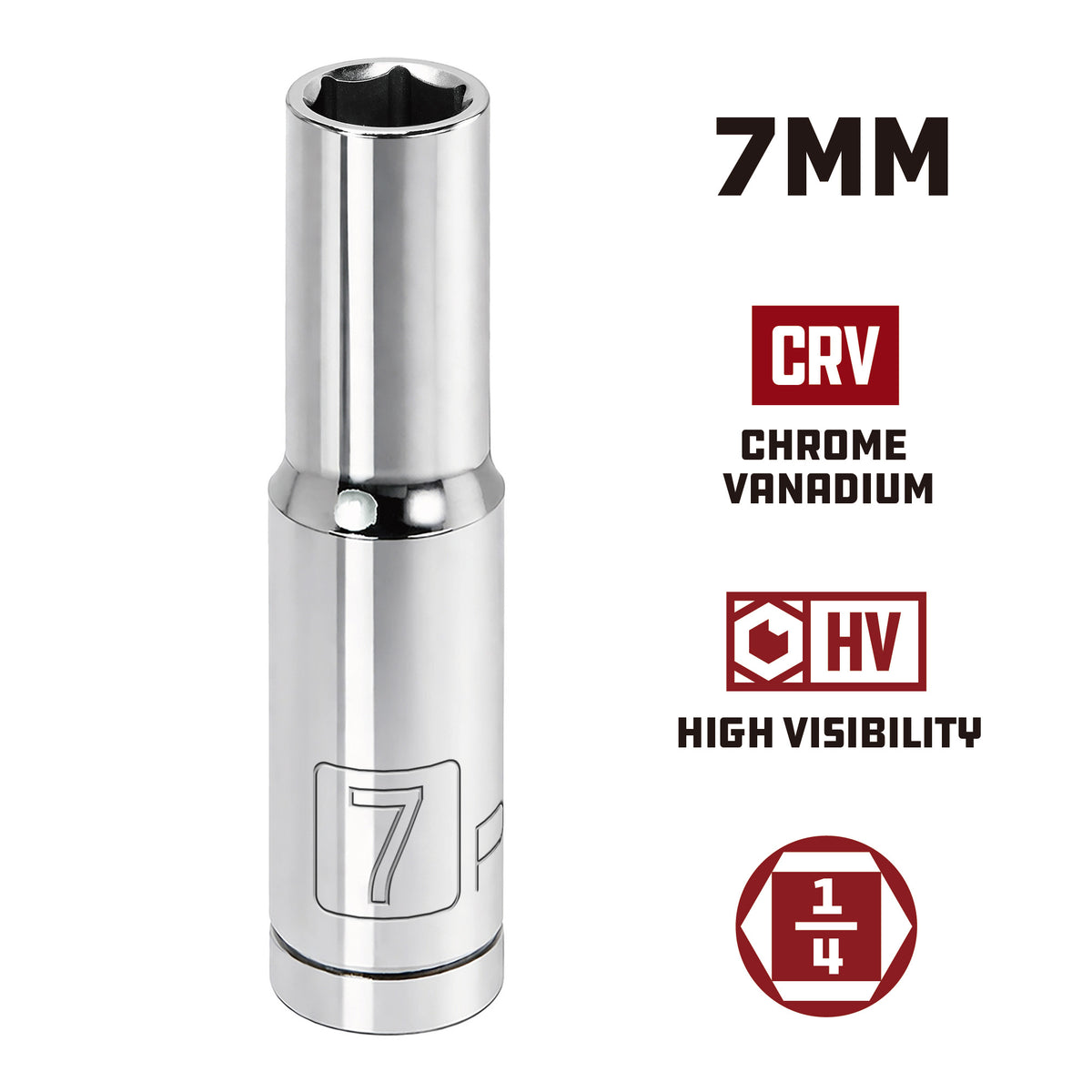 1/4 Inch Drive x 7 MM 6 Point Deep Socket