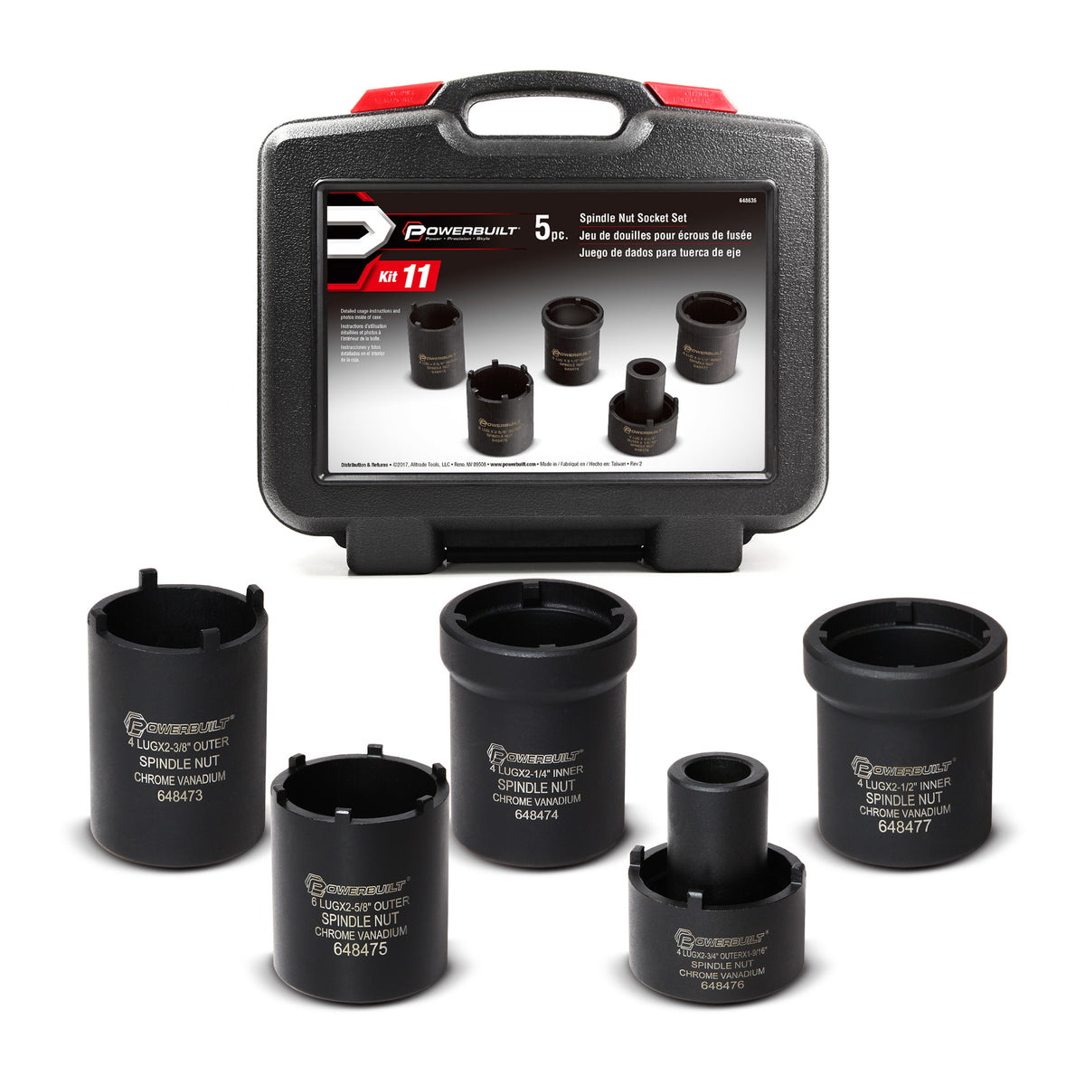 (未使用･未開封品)　Alltrade 648636キット11スピンドルナットソケットツールセット og8985z Spindle Nut Socket Tool Kit - 5 Piece - Remove Spindle Nuts