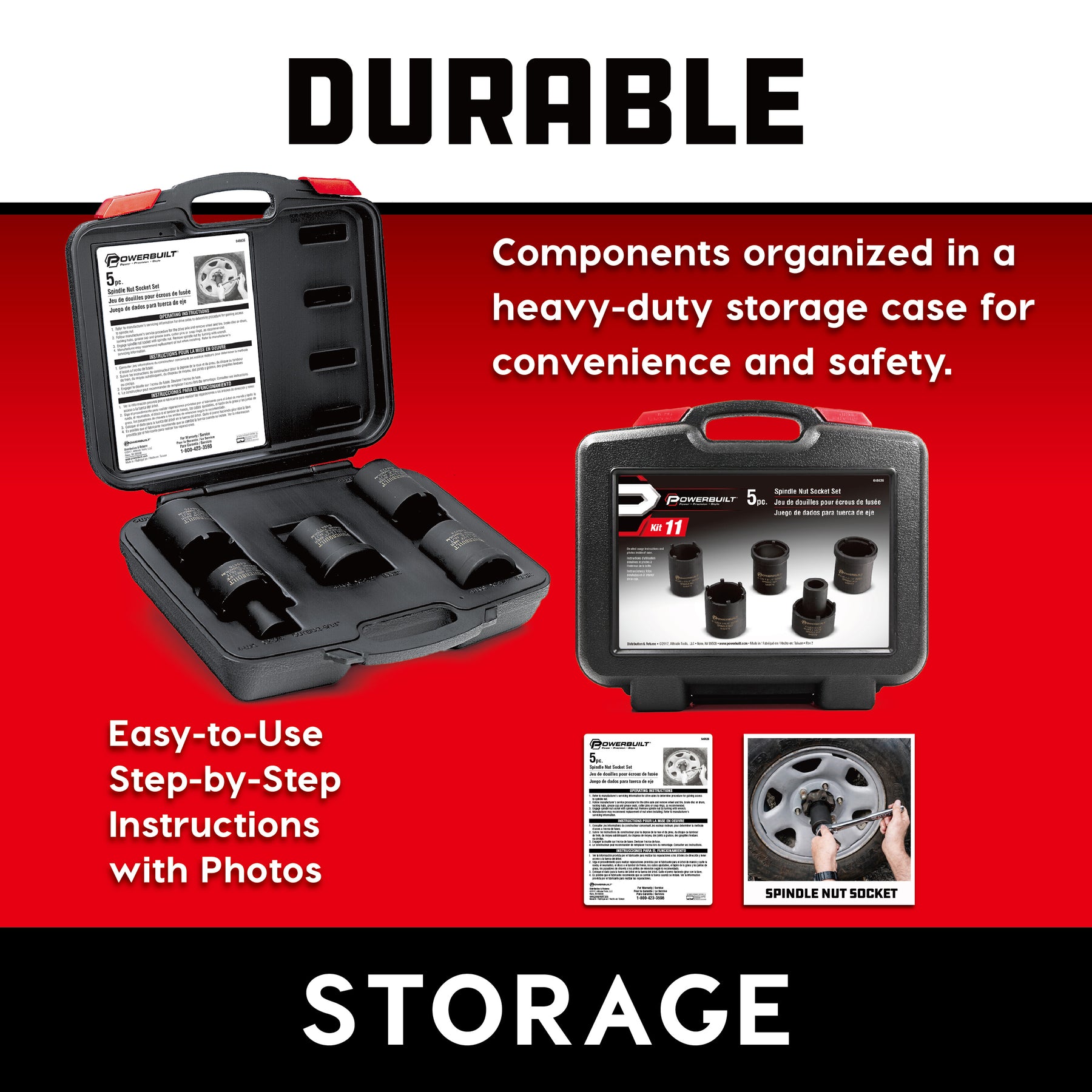 5 Piece Spindle Nut Socket Kit