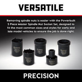 5 Piece Spindle Nut Socket Kit
