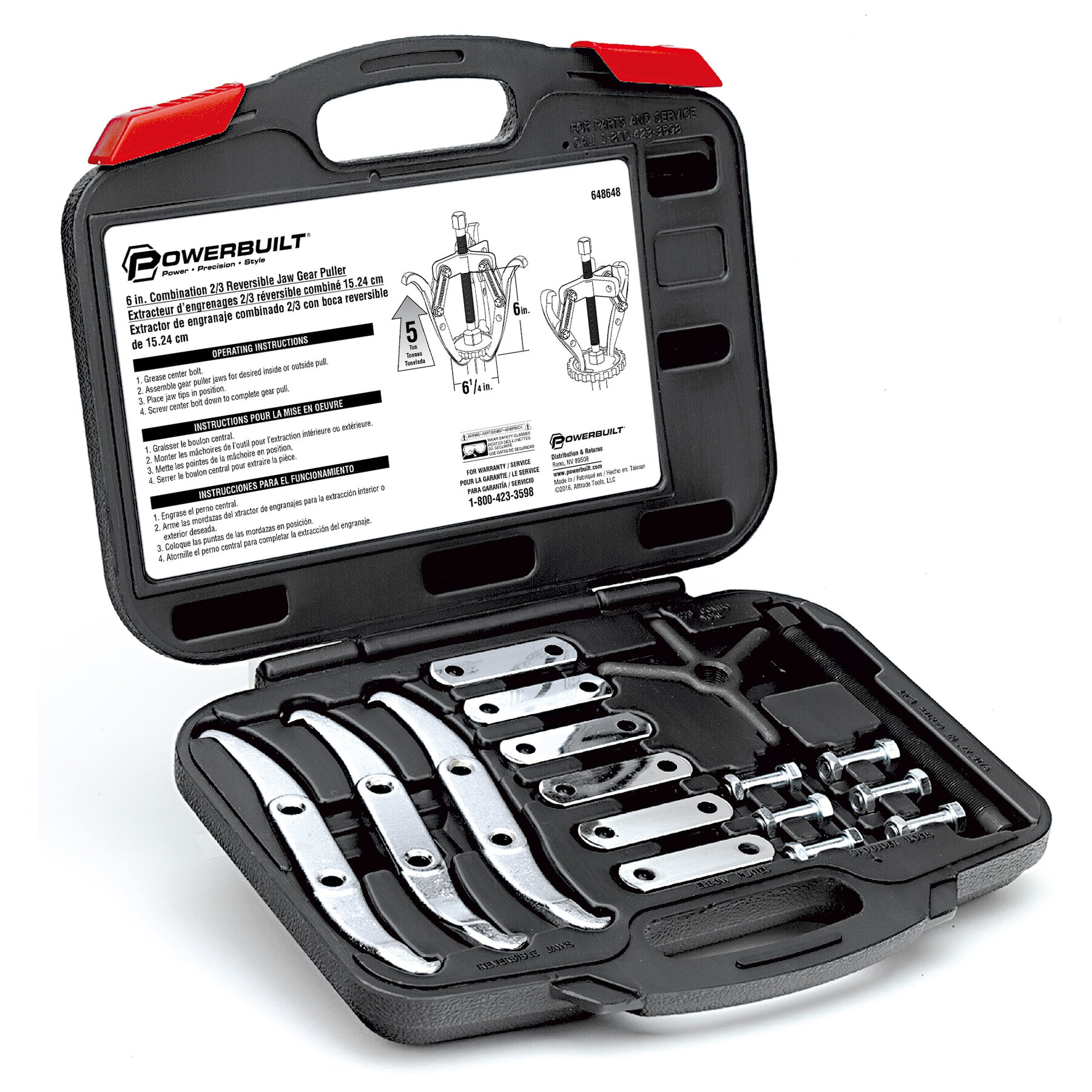 gear puller set Powerbuilt 648648 2/3 Jaw 6" Gear Puller Kit